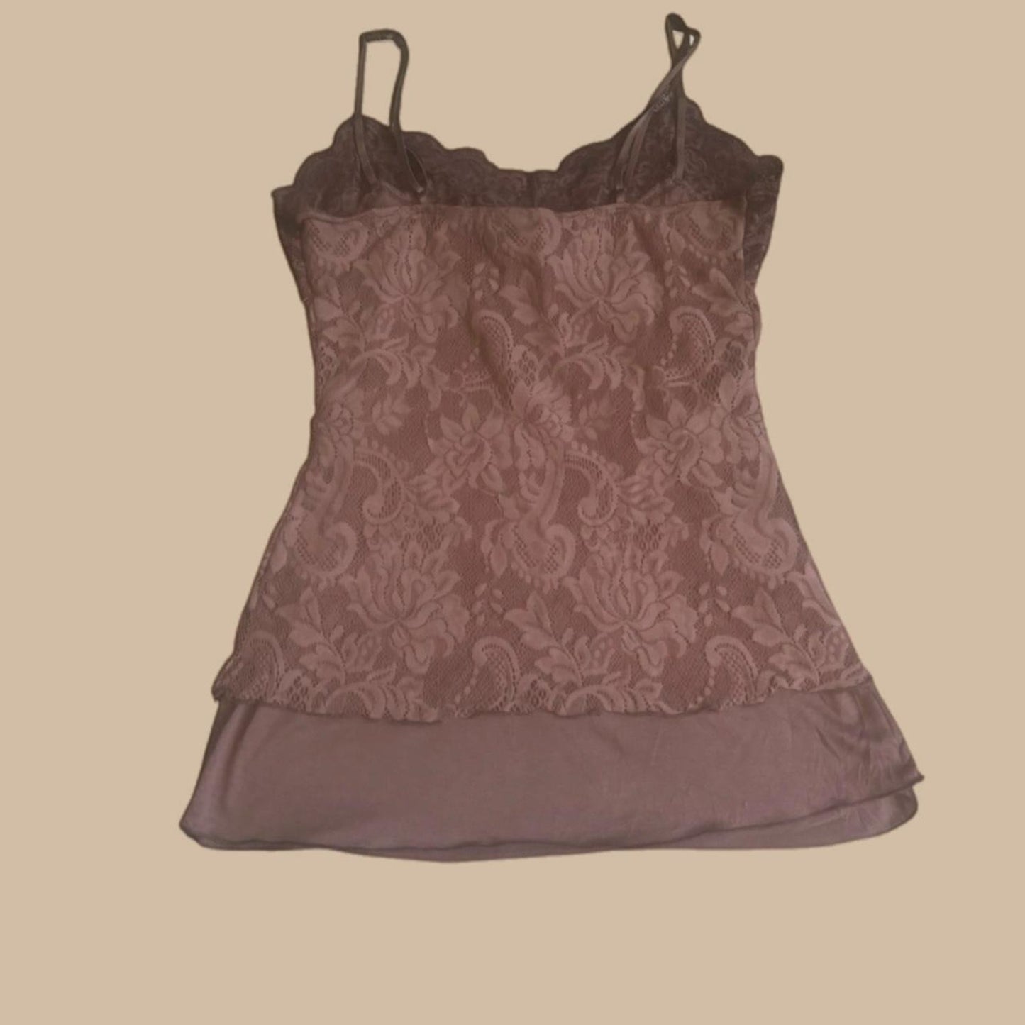 TIERED BROWN LACE CAMI