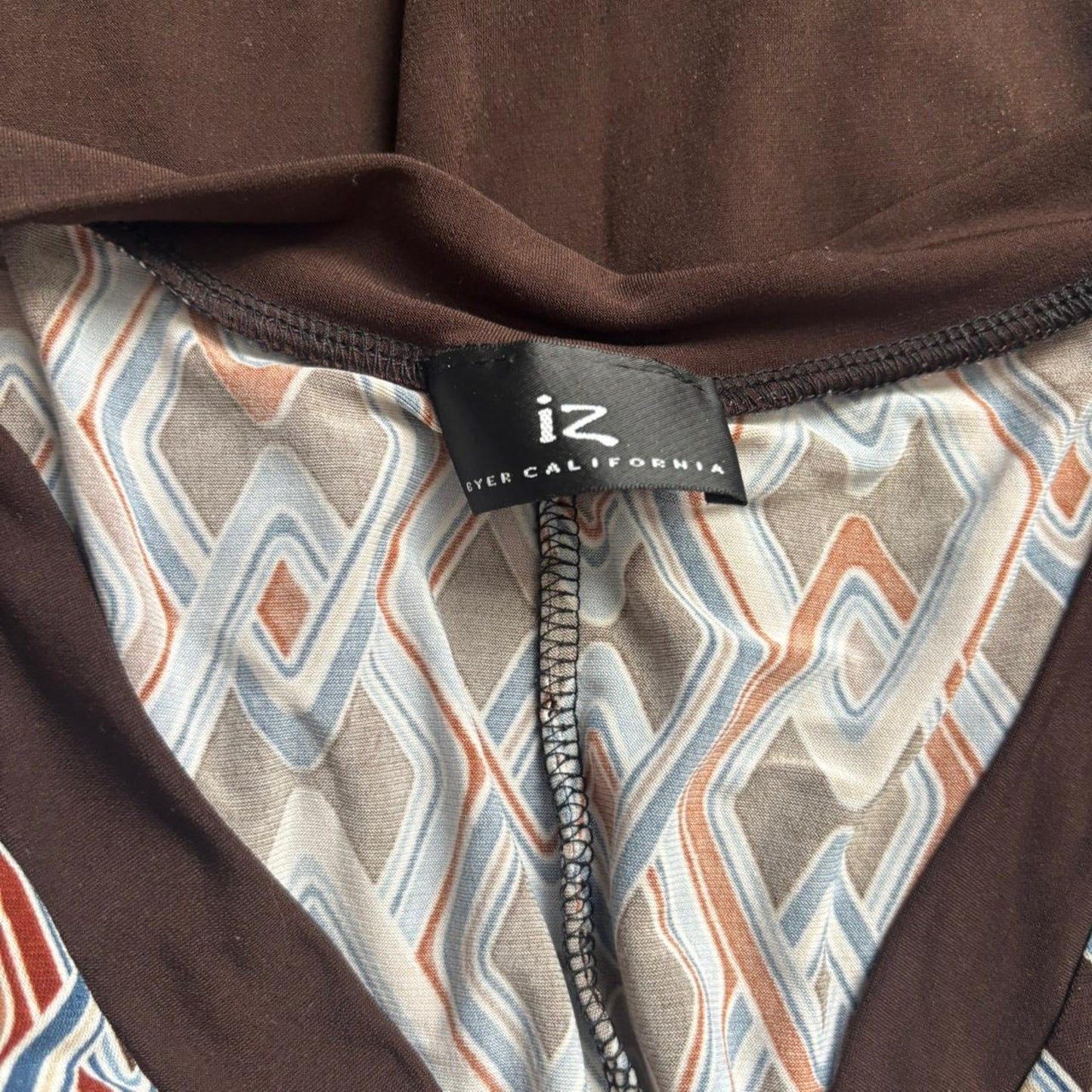 Y2k BROWN,TURQUOISE AND CREAM BLOUSE