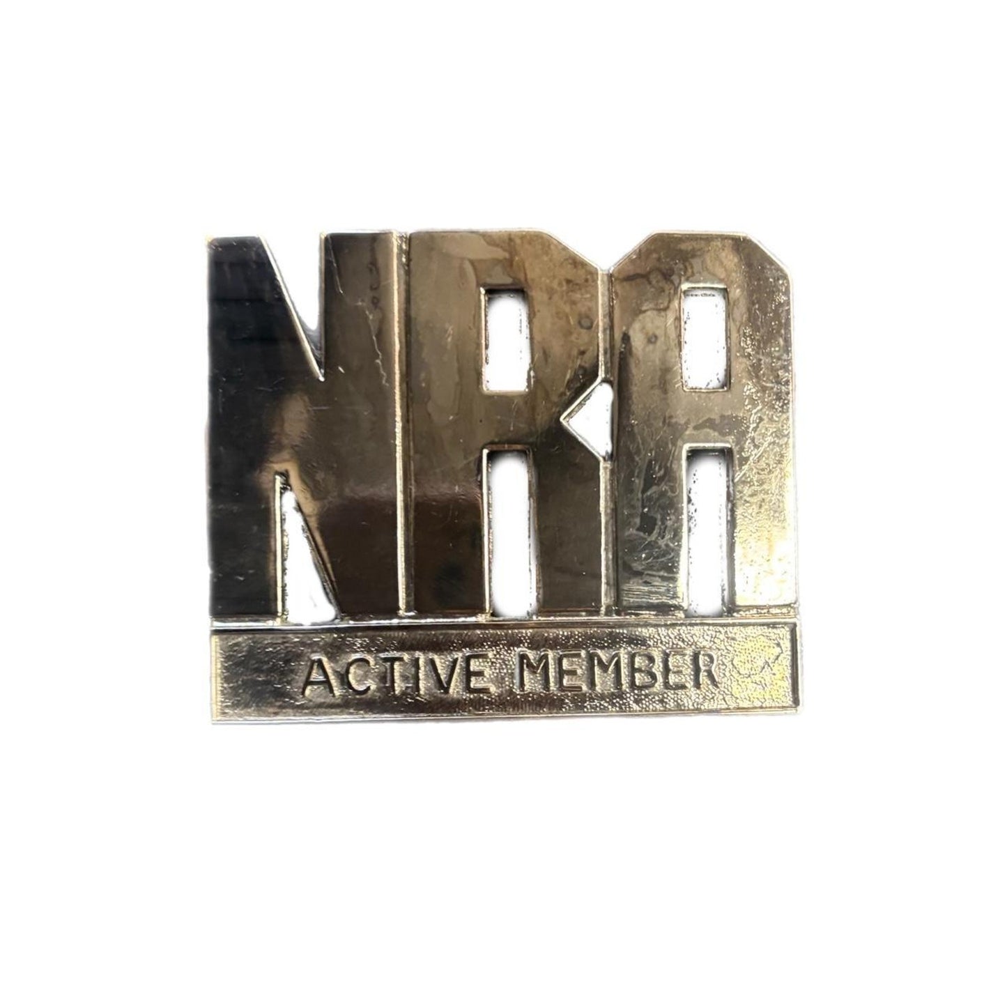 CHROMED BLACK NRA ACTIVE MEMBER BELT BUCKLE