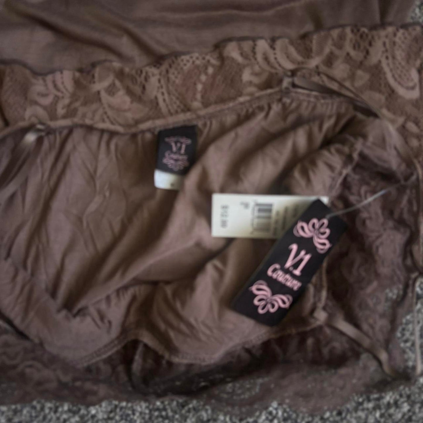 TIERED BROWN LACE CAMI