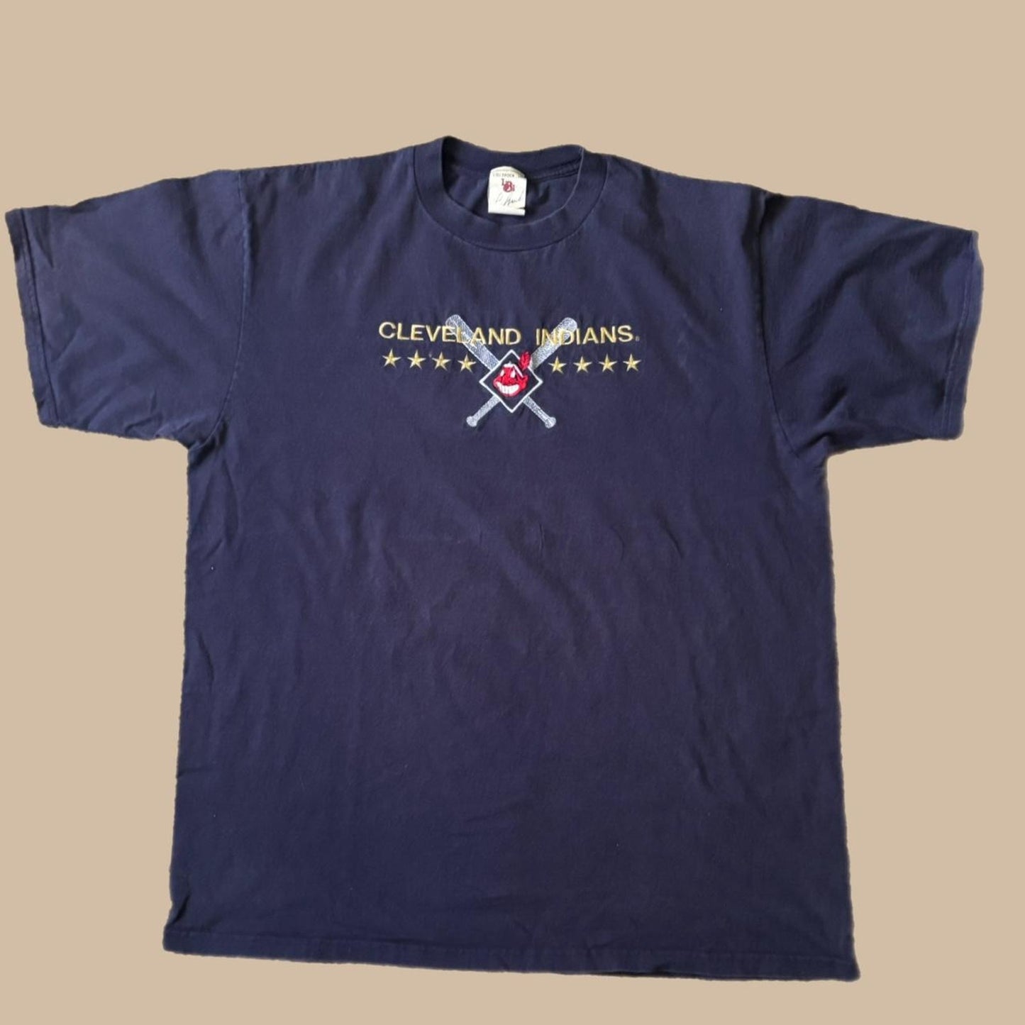 NAVY LOU BROCK 90'S CLEVELAND INDIANS EMBROIDERED TOP