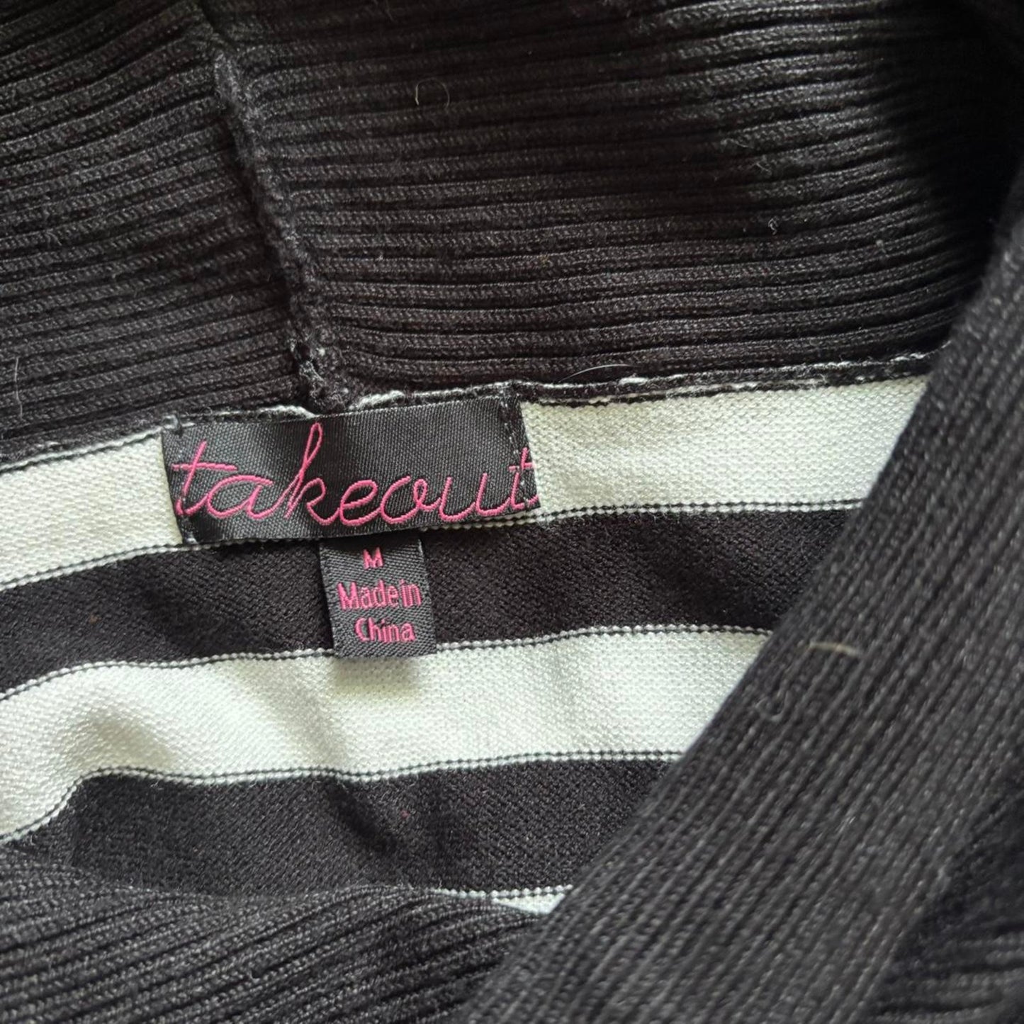 Y2K BLACK AND WHITE STRIPED COWL NECK RUCHED TOP