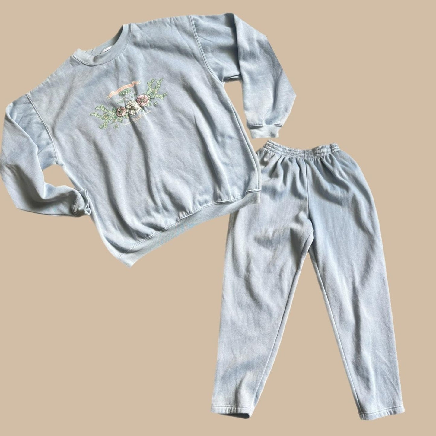 90'S FLORAL LIGHT BLUE SWEATSUIT