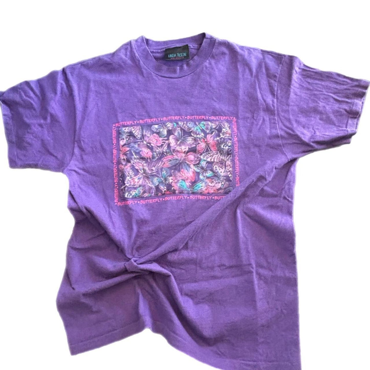 80s PURPLE TEE WITH BUTTERFLIES