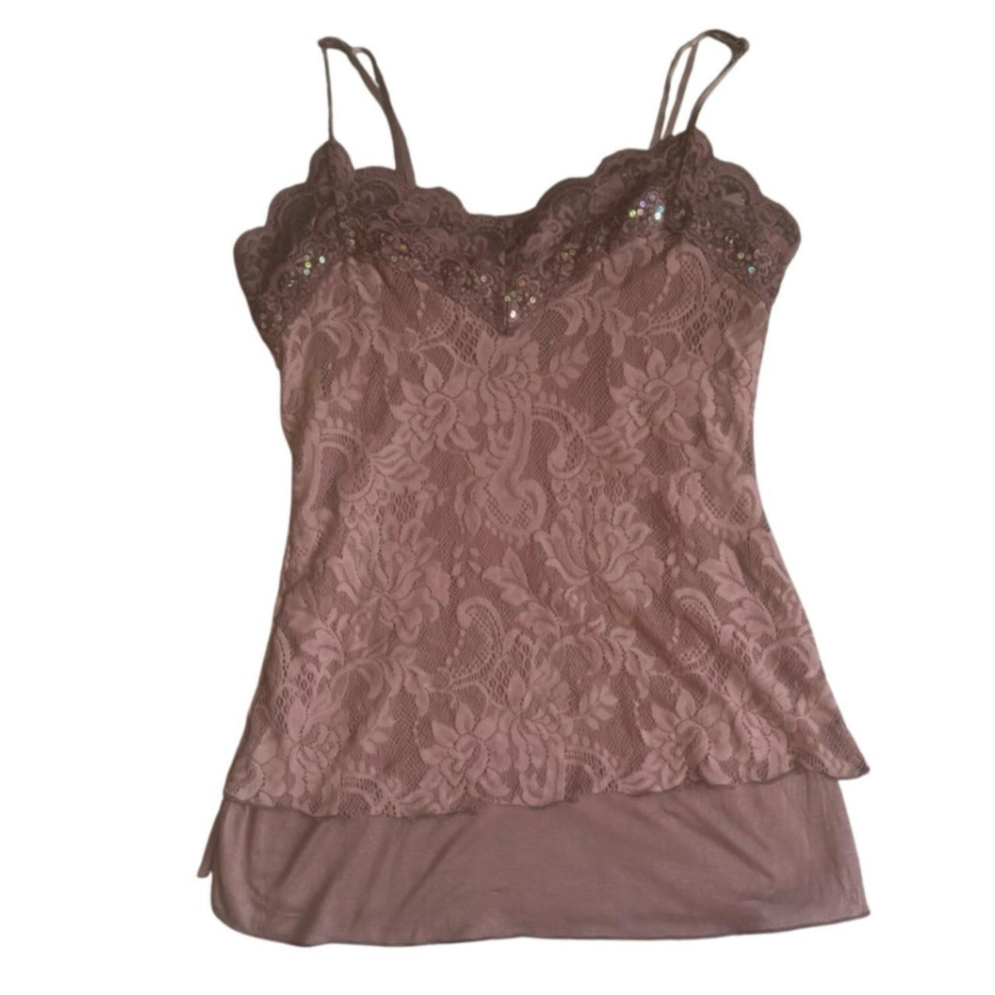 TIERED BROWN LACE CAMI