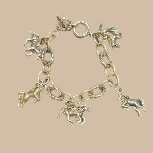 SILVER HORSE CHARM BRACELET