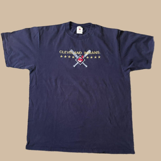 NAVY LOU BROCK 90'S CLEVELAND INDIANS EMBROIDERED TOP