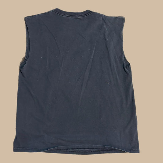 BLACK CUT OFF SLEEVE TAZ BIKER TEE