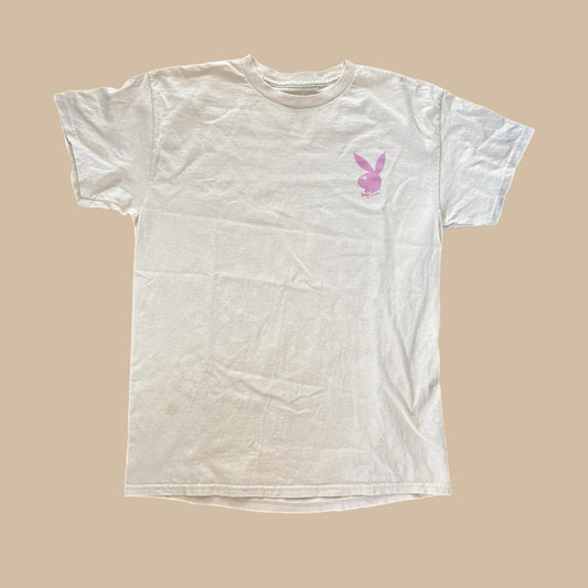 BEIGE TEE WITH PINK PLAYBOY BUNNIES